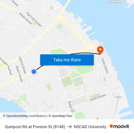 Quinpool Rd at Preston St (8148) to NSCAD University map