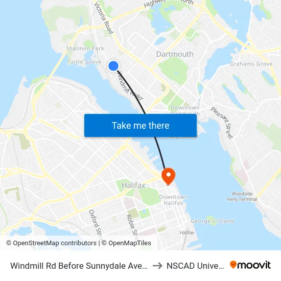 Windmill Rd Before Sunnydale Ave (8529) to NSCAD University map