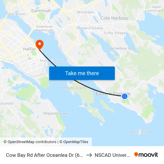 Cow Bay Rd After Oceanlea Dr (6510) to NSCAD University map