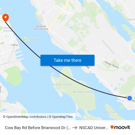 Cow Bay Rd Before Briarwood Dr (6511) to NSCAD University map