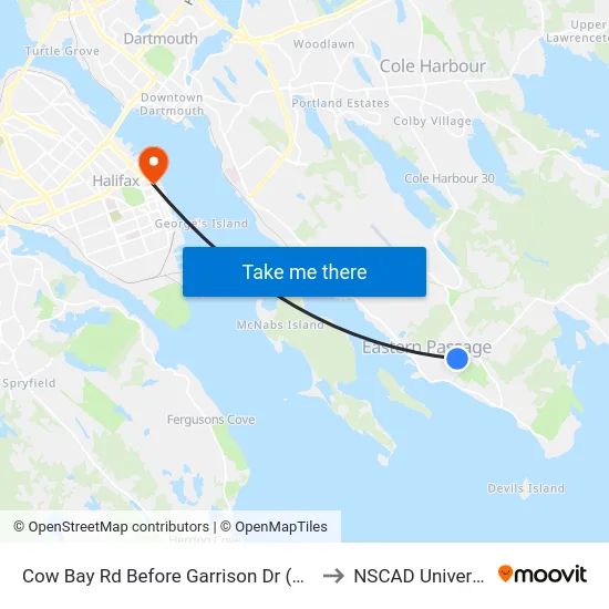 Cow Bay Rd Before Garrison Dr (6512) to NSCAD University map