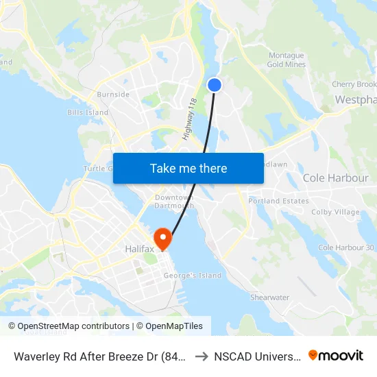 Waverley Rd After Breeze Dr (8452) to NSCAD University map