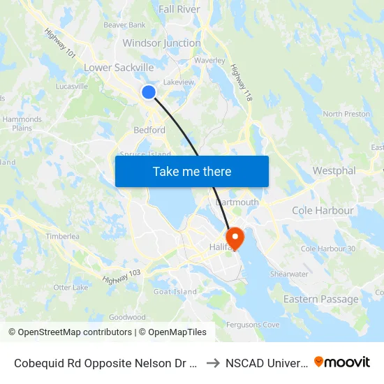 Cobequid Rd Opposite Nelson Dr (6429) to NSCAD University map