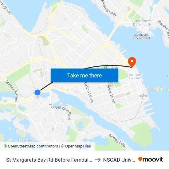 St Margarets Bay Rd Before Ferndale Dr (6169) to NSCAD University map