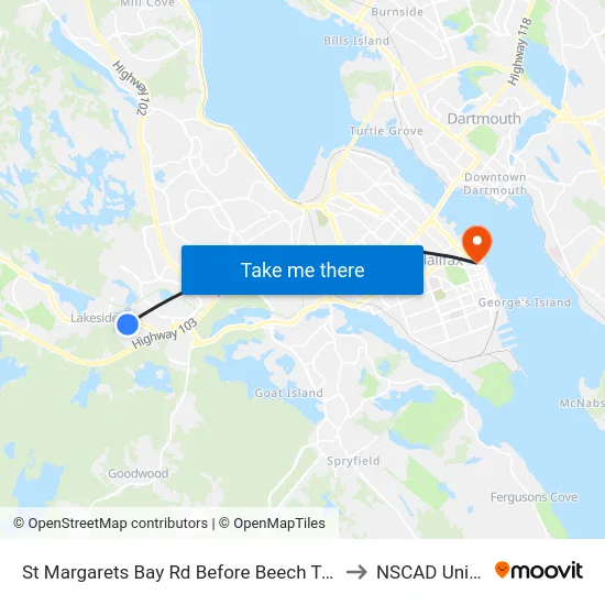 St Margarets Bay Rd Before Beech Tree Run (6162) to NSCAD University map