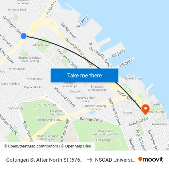 Gottingen St After North St (6769) to NSCAD University map