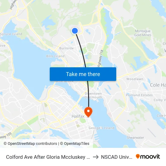 Colford Ave After Gloria Mccluskey Ave (6767) to NSCAD University map