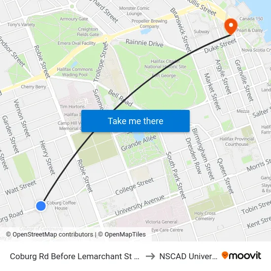 Coburg Rd Before Lemarchant St (6450) to NSCAD University map