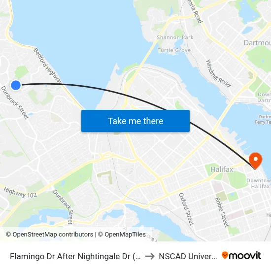 Flamingo Dr After Nightingale Dr (6698) to NSCAD University map