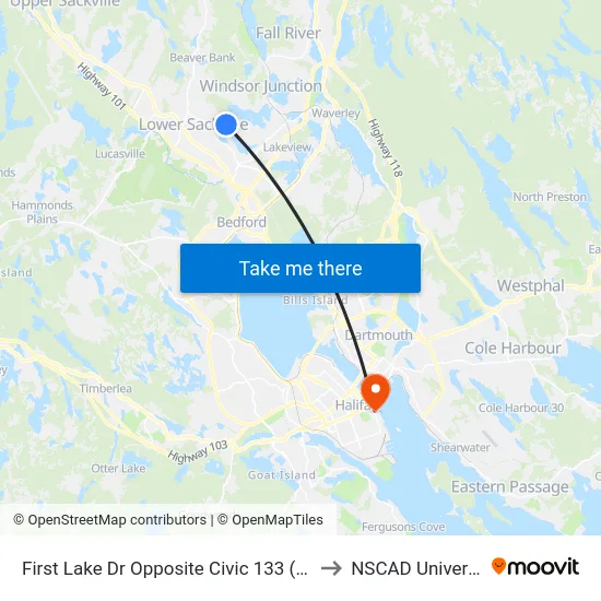 First Lake Dr Opposite Civic 133 (6694) to NSCAD University map