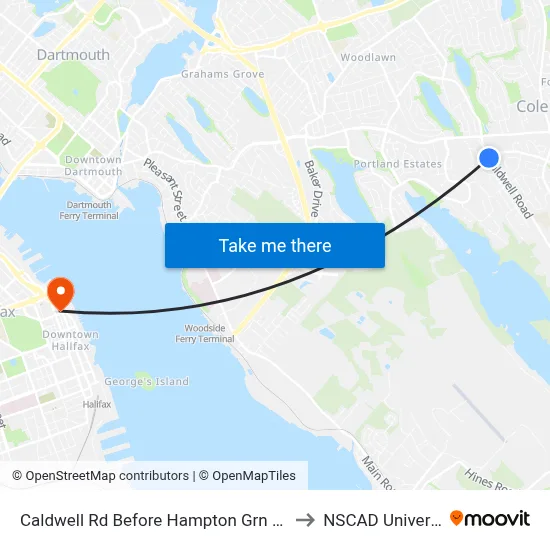 Caldwell Rd Before Hampton Grn (6344) to NSCAD University map