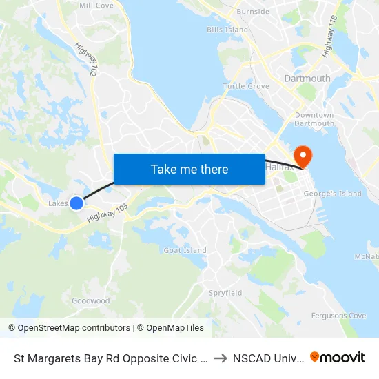 St Margarets Bay Rd Opposite Civic 1264 (6184) to NSCAD University map