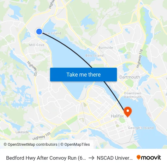 Bedford Hwy After Convoy Run (6235) to NSCAD University map