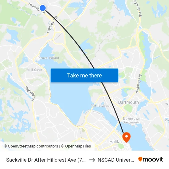 Sackville Dr After Hillcrest Ave (7303) to NSCAD University map