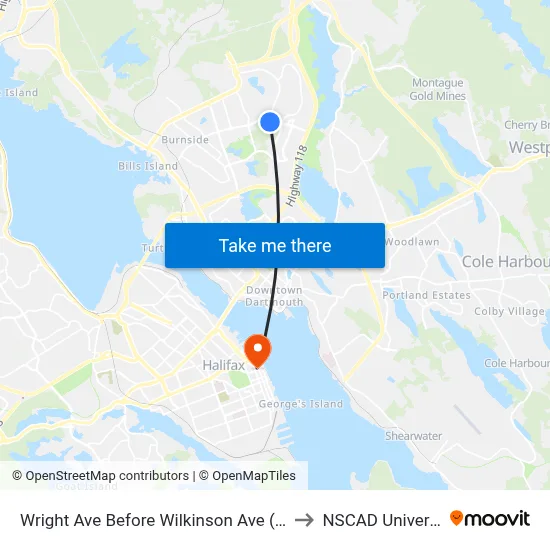 Wright Ave Before Wilkinson Ave (8865) to NSCAD University map