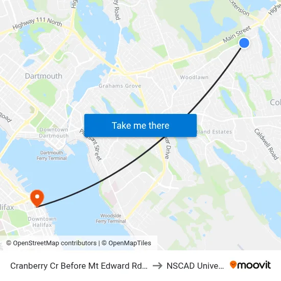 Cranberry Cr Before Mt Edward Rd (8868) to NSCAD University map
