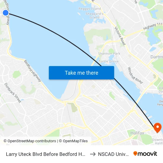 Larry Uteck Blvd Before Bedford Hwy (8869) to NSCAD University map