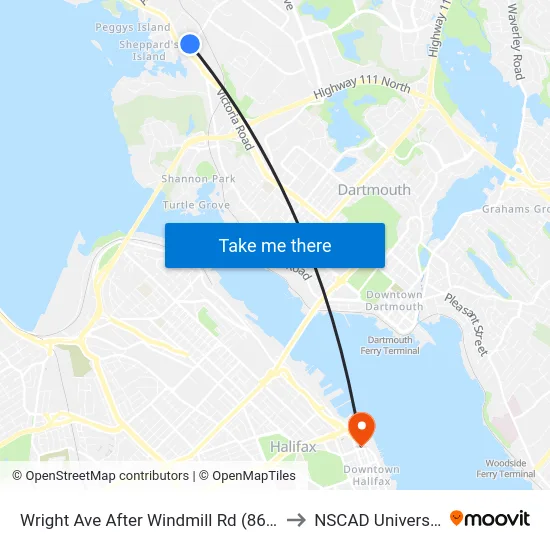 Wright Ave After Windmill Rd (8609) to NSCAD University map