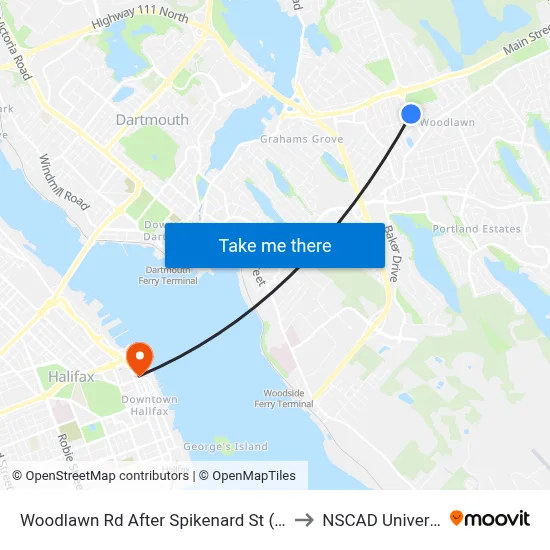 Woodlawn Rd After Spikenard St (8603) to NSCAD University map