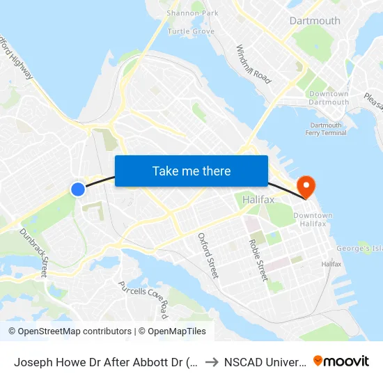 Joseph Howe Dr After Abbott Dr (6980) to NSCAD University map