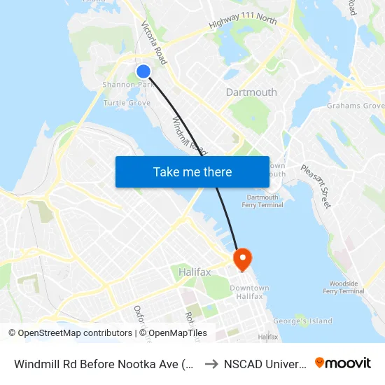 Windmill Rd Before Nootka Ave (8512) to NSCAD University map