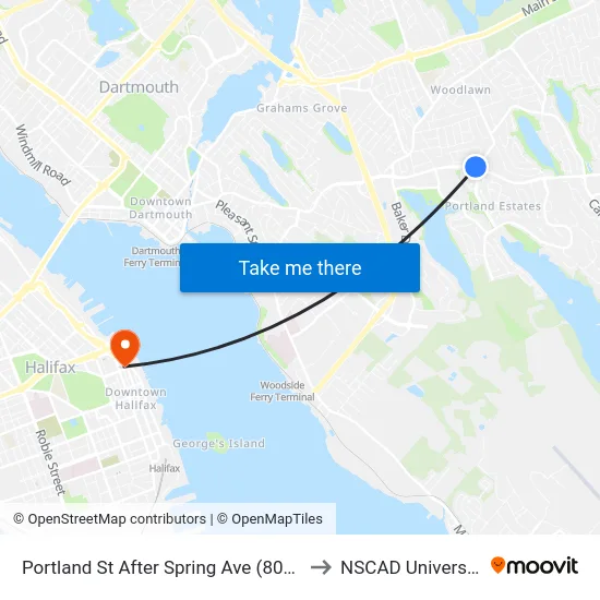 Portland St After Spring Ave (8047) to NSCAD University map