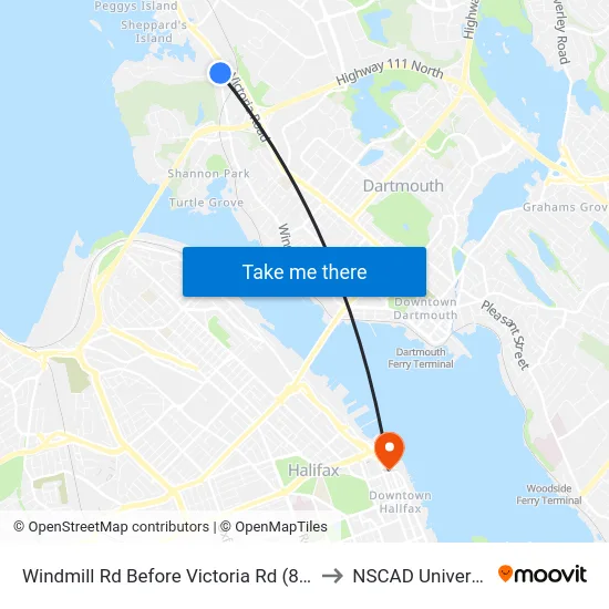 Windmill Rd Before Victoria Rd (8519) to NSCAD University map