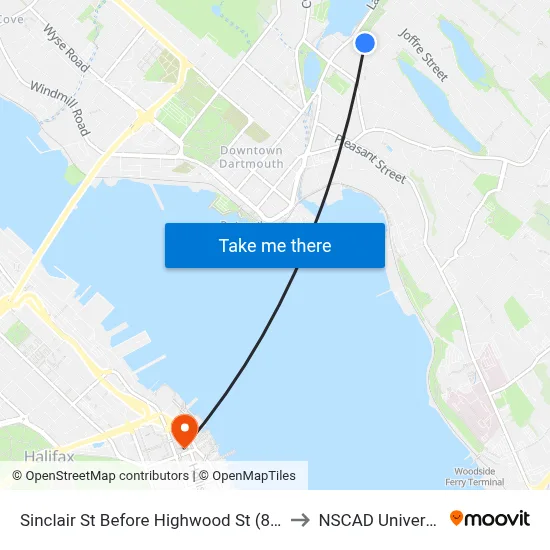 Sinclair St Before Highwood St (8284) to NSCAD University map