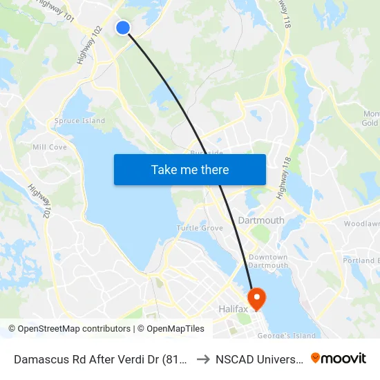 Damascus Rd After Verdi Dr (8199) to NSCAD University map