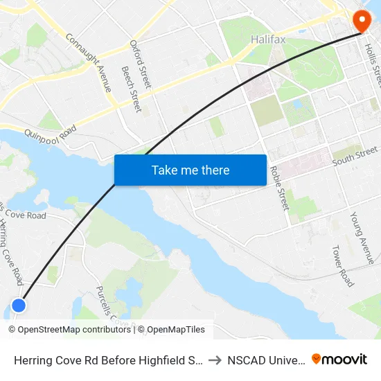 Herring Cove Rd Before Highfield St (6891) to NSCAD University map