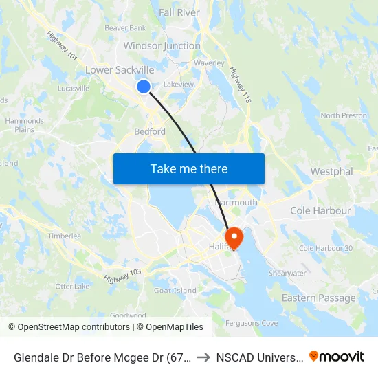 Glendale Dr Before Mcgee Dr (6752) to NSCAD University map