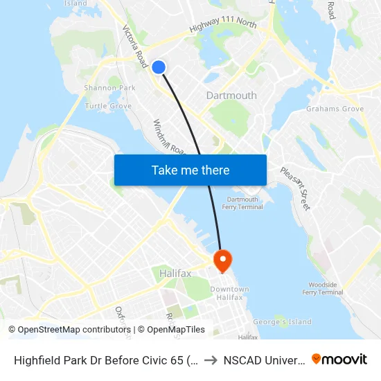 Highfield Park Dr Before Civic 65 (6921) to NSCAD University map