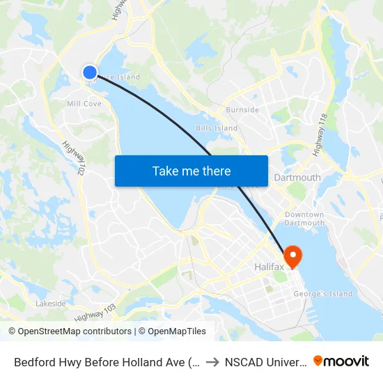 Bedford Hwy Before Holland Ave (6240) to NSCAD University map
