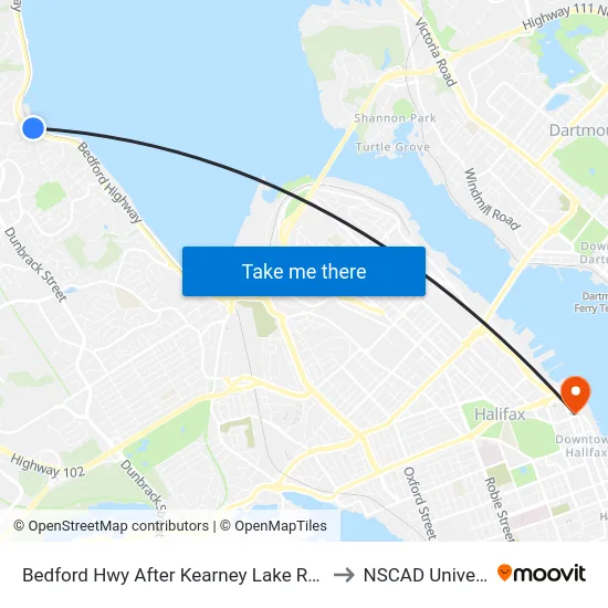 Bedford Hwy After Kearney Lake Rd (6246) to NSCAD University map