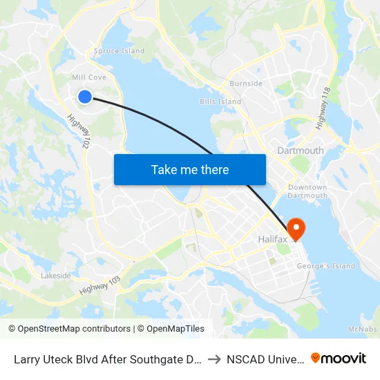 Larry Uteck Blvd After Southgate Dr (8876) to NSCAD University map