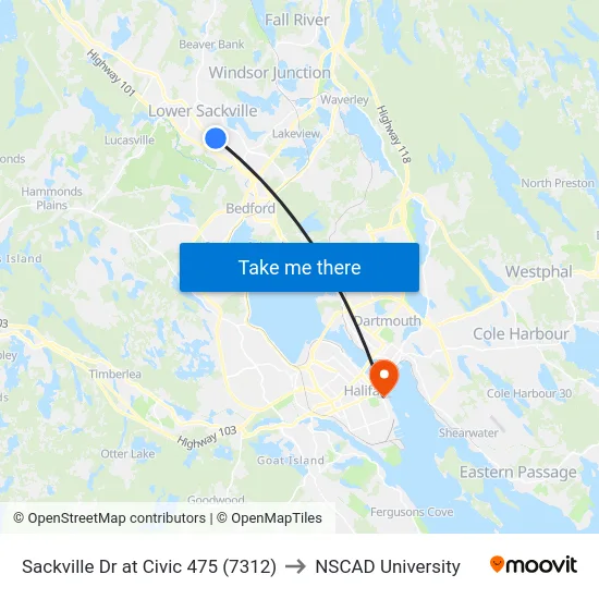Sackville Dr at Civic 475 (7312) to NSCAD University map