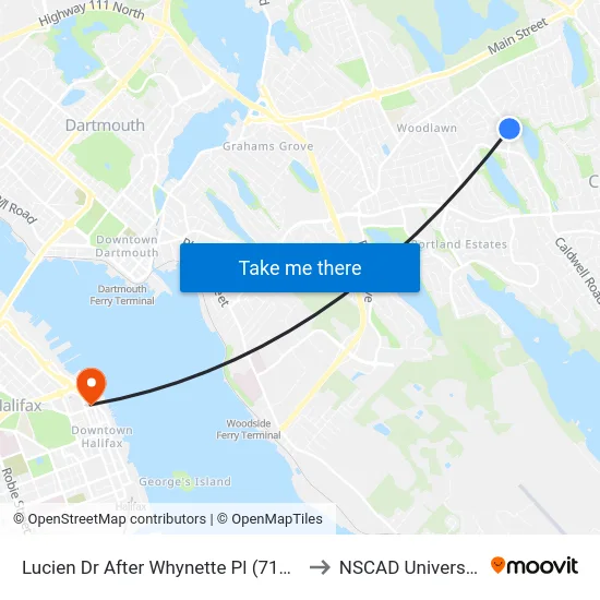 Lucien Dr After Whynette Pl (7148) to NSCAD University map