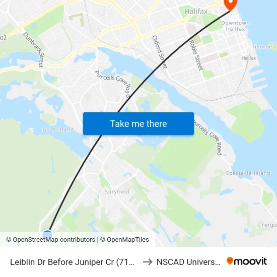 Leiblin Dr Before Juniper Cr (7143) to NSCAD University map
