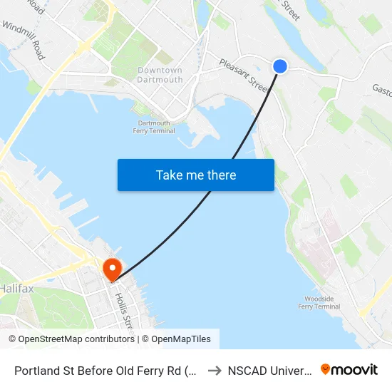 Portland St Before Old Ferry Rd (8052) to NSCAD University map