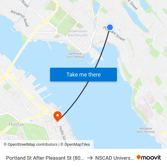 Portland St After Pleasant St (8051) to NSCAD University map