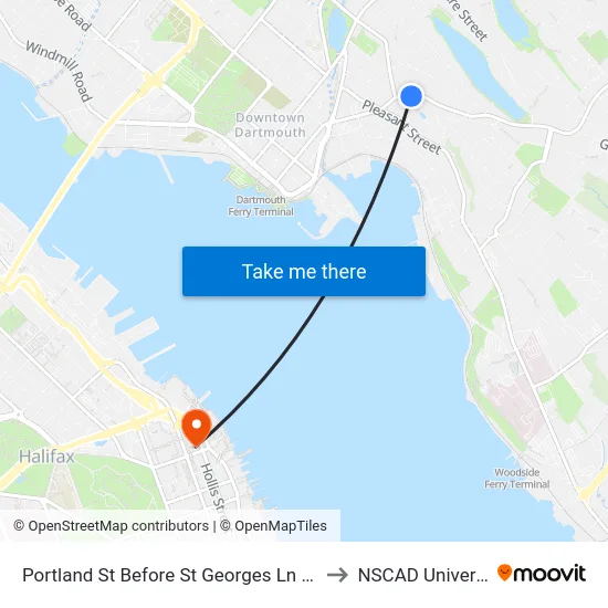 Portland St Before St Georges Ln (8060) to NSCAD University map