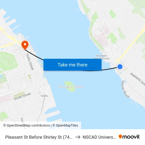 Pleasant St Before Shirley St (7498) to NSCAD University map