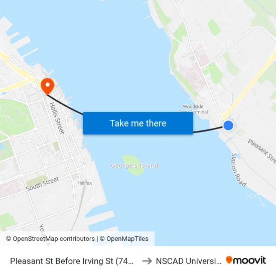 Pleasant St Before Irving St (7492) to NSCAD University map