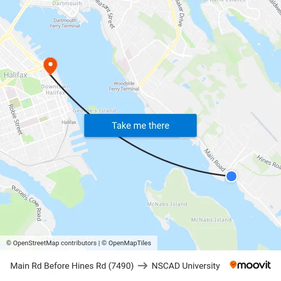 Main Rd Before Hines Rd (7490) to NSCAD University map