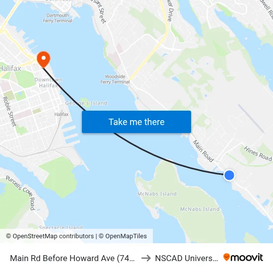 Main Rd Before Howard Ave (7491) to NSCAD University map