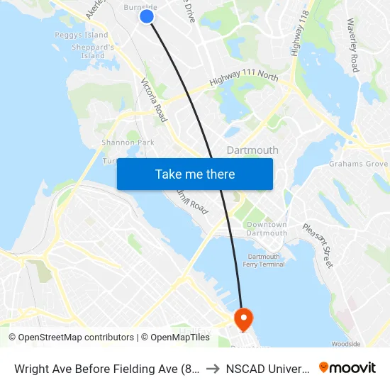 Wright Ave Before Fielding Ave (8610) to NSCAD University map
