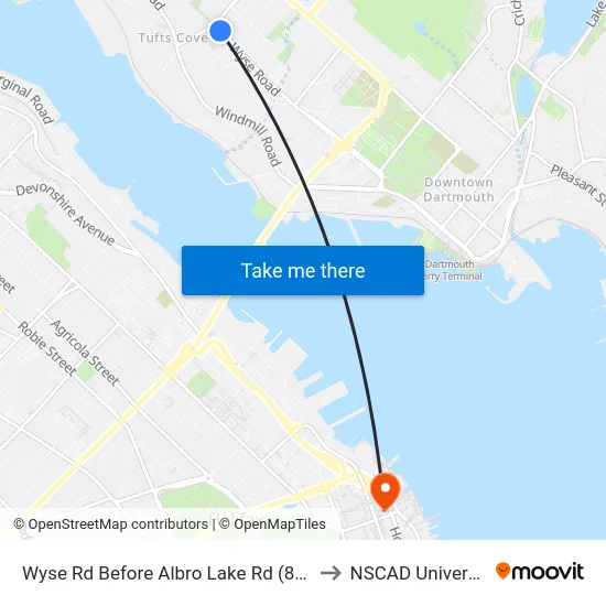 Wyse Rd Before Albro Lake Rd (8619) to NSCAD University map