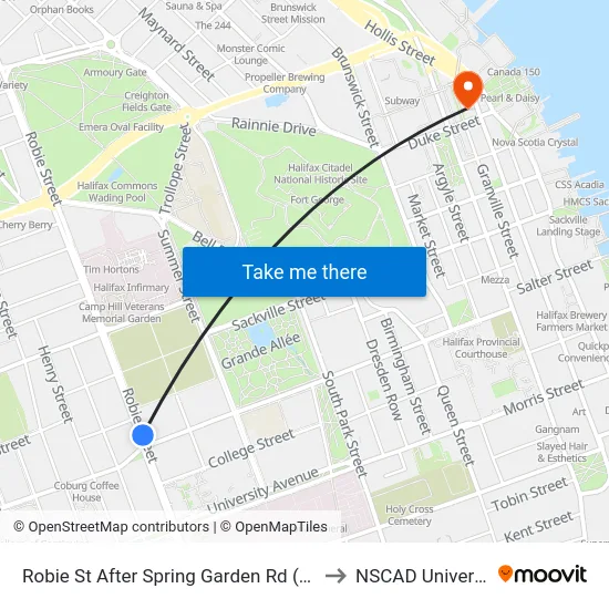 Robie St After Spring Garden Rd (8185) to NSCAD University map
