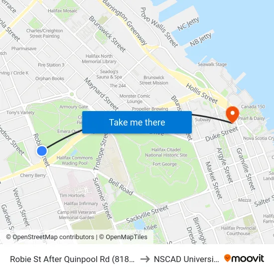 Robie St After Quinpool Rd (8184) to NSCAD University map