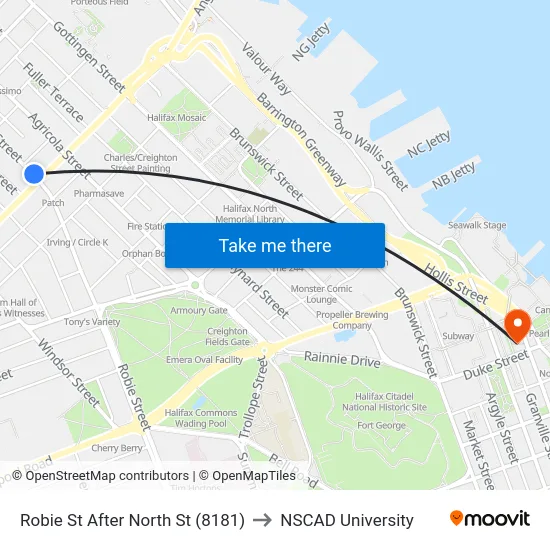 Robie St After North St (8181) to NSCAD University map
